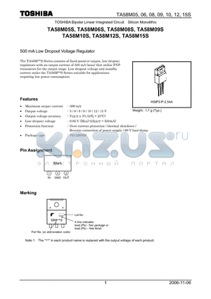 TA58M10S datasheet - 500 mA Low Dropout Voltage Regulator