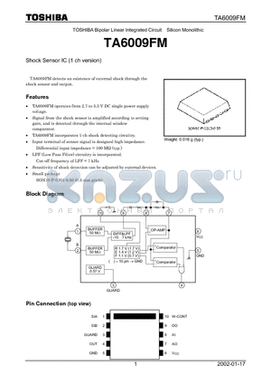 TA6009FM datasheet - Bipolar Linear Integrated Circuit Silicon Monolithic Shock Sensor IC (1 ch version)