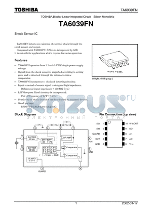 TA6039FN datasheet - Shock Sensor IC