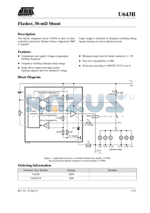 U643B datasheet - Flasher, 30-mohm Shunt