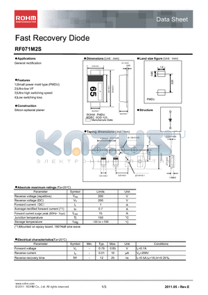 RF071M2S datasheet - Fast Recovery Diode