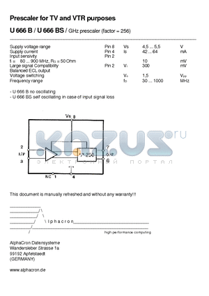 U666B datasheet - GHz prescaler (factor = 256)