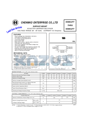 SSM52PT datasheet - SCHOTTKY BARRIER RECTIFIER