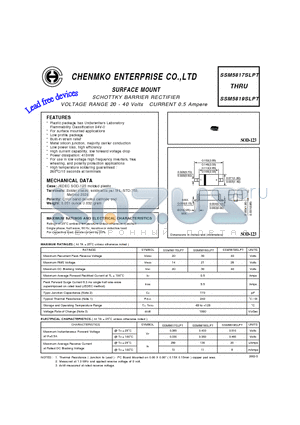 SSM5817SLPT datasheet - SURFACE MOUNT SCHOTTKY BARRIER RECTIFIER VOLTAGE RANGE 20 - 40 Volts CURRENT 0.5 Ampere