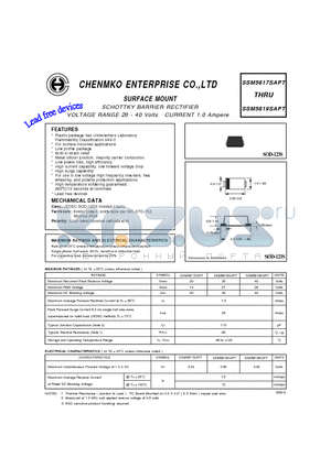 SSM5818SAPT datasheet - SCHOTTKY BARRIER RECTIFIER