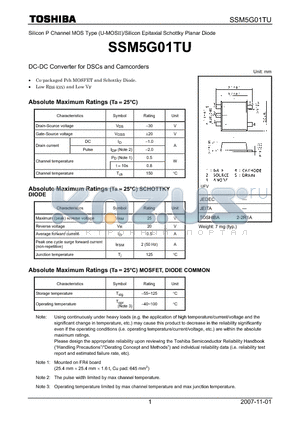 SSM5G01TU datasheet - DC-DC Converter for DSCs and Camcorders