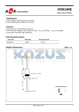 SDB240R datasheet - Schottky Barrier Rectifier