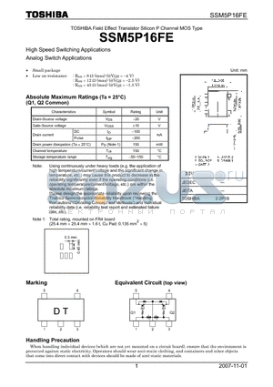 SSM5P16FE datasheet - High Speed Switching Applications