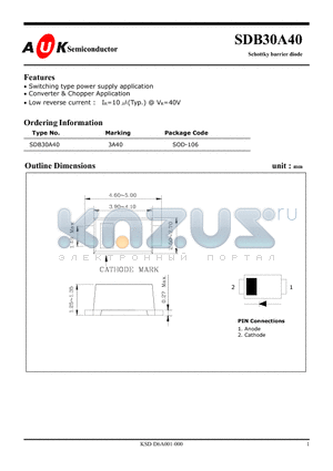 SDB30A40 datasheet - Schottky barrier diode