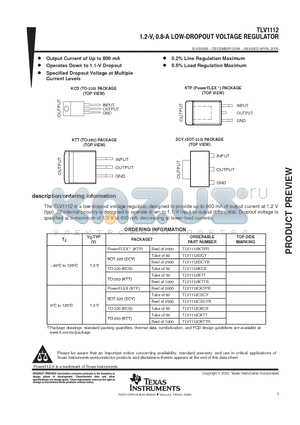 TLV1112CDCY datasheet - 1.2-V, 0.8-A LOW-DROPOUT VOLTAGE REGULATOR