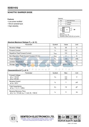 SDB310Q datasheet - SCHOTTKY BARRIER DIODE