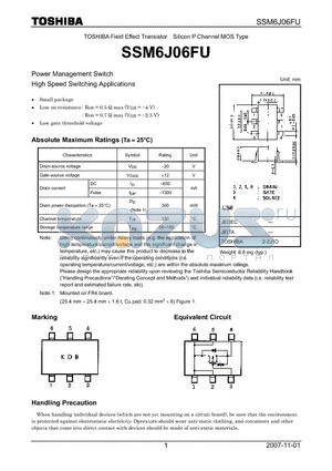 SSM6J06FU_07 datasheet - Power Management Switch