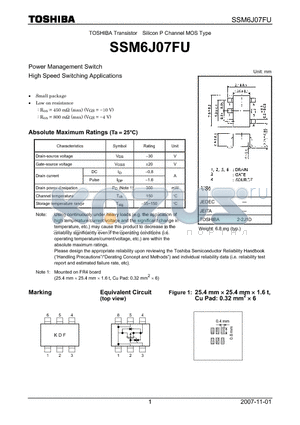 SSM6J07FU datasheet - Power Management Switch