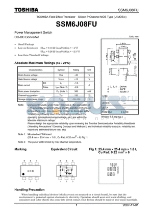 SSM6J08FU datasheet - Power Management Switch