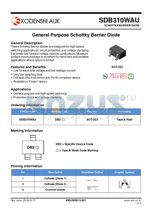 SDB310WAU datasheet - General Purpose Schottky Barrier Diode