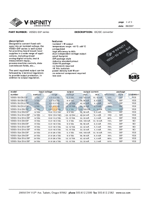 VDSD1-S12-DI5-DIP datasheet - DC/DC converter