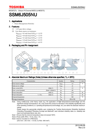 SSM6J505NU datasheet - Power Management Switches