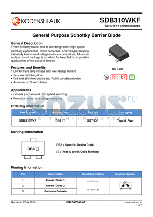 SDB310WKF datasheet - General Purpose Schottky Barrier Diode