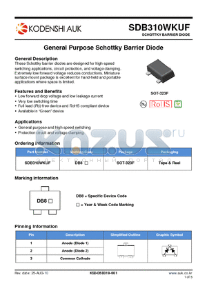 SDB310WKUF datasheet - General Purpose Schottky Barrier Diode