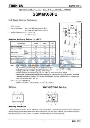 SSM6K08FU datasheet - High Speed Switching Applications