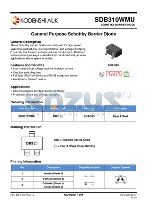 SDB310WMU datasheet - General Purpose Schottky Barrier Diode