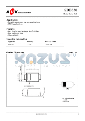 SDB330 datasheet - Schottky Barrier Diode