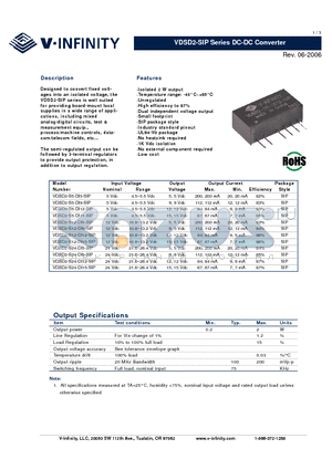 VDSD2-S12-DI9-SIP datasheet - DC-DC Converter