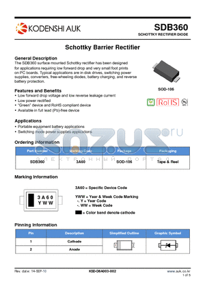 SDB360 datasheet - Schottky Barrier Rectifier