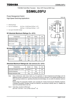 SSM6L05FU_07 datasheet - Power Management Switch