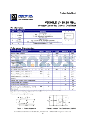 VDSGLD38.88 datasheet - Voltage Controlled Crystal Oscillator