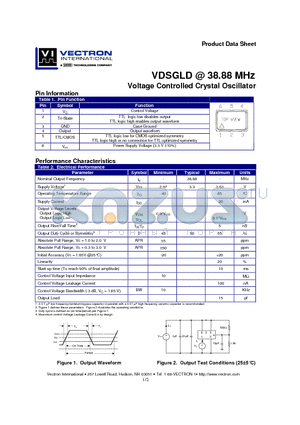 VDSGLD_38.88 datasheet - Voltage Controlled Crystal Oscillator