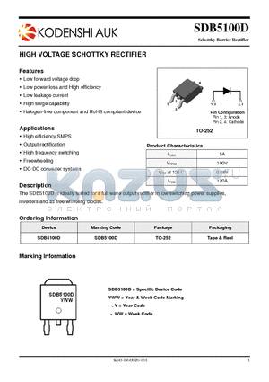 SDB5100D datasheet - HIGH VOLTAGE SCHOTTKY RECTIFIER