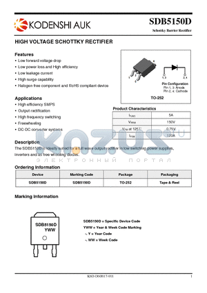 SDB5150D datasheet - HIGH VOLTAGE SCHOTTKY RECTIFIER