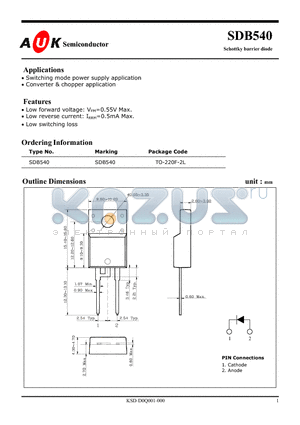 SDB540 datasheet - Schottky barrier diode