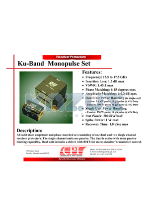 VDU1587 datasheet - Ku-Band Monopulse Set