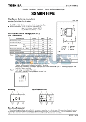 SSM6N16FE_07 datasheet - High Speed Switching Applications