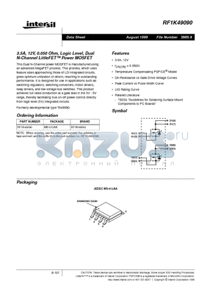 RF1K49090 datasheet - 3.5A, 12V, 0.050 Ohm, Logic Level, Dual N-Channel LittleFET Power MOSFET