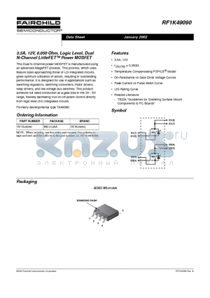RF1K49090 datasheet - 3.5A, 12V, 0.050 Ohm, Logic Level, Dual N-Channel LittleFET Power MOSFET