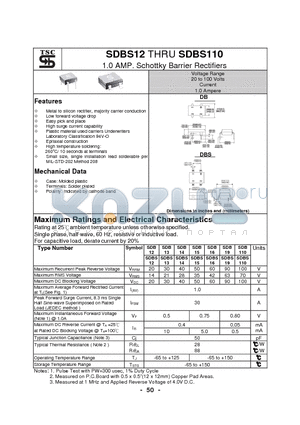 SDBS13 datasheet - 1.0 AMP. Schottky Barrier Rectifiers