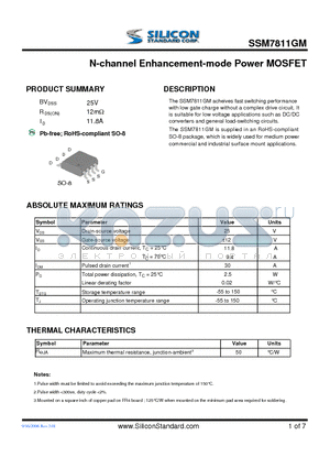 SSM7811GM datasheet - N-channel Enhancement-mode Power MOSFET