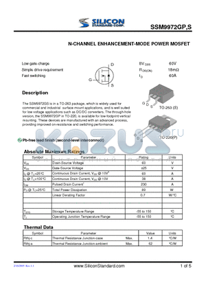 SSM9972GS datasheet - N-CHANNEL ENHANCEMENT-MODE POWER MOSFET