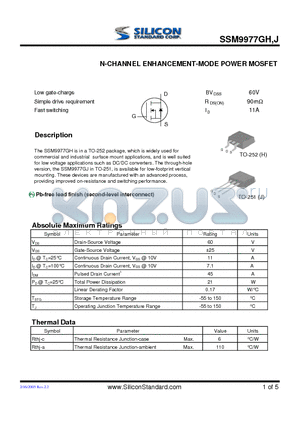 SSM9977GJ datasheet - N-CHANNEL ENHANCEMENT-MODE POWER MOSFET