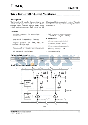 U6803B-FP datasheet - Triple-Driver with Thermal Monitoring