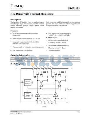 U6805B datasheet - Hex-Driver with Thermal Monitoring