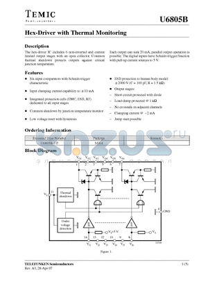 U6805B-FP datasheet - Hex-Driver with Thermal Monitoring