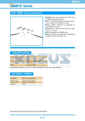 SSMB75-LR-PC datasheet - 75 SSMB Type Connectors