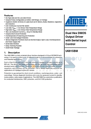 U6815BM_09 datasheet - Dual Hex DMOS Output Driver with Serial Input Control