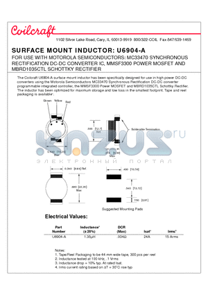 U6904-A datasheet - SURFACE MOUNT INDUCTOR