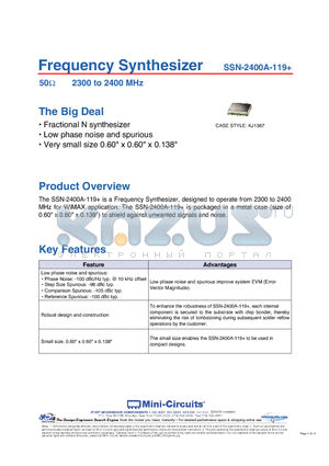 SSN-2400A-119 datasheet - Frequency Synthesizer