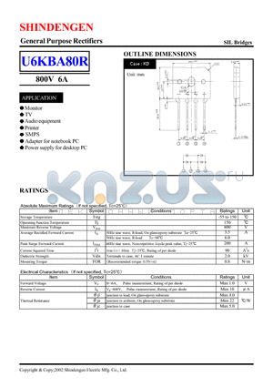 U6KBA80R datasheet - GENERAL PURPOSE RECTIFIERS